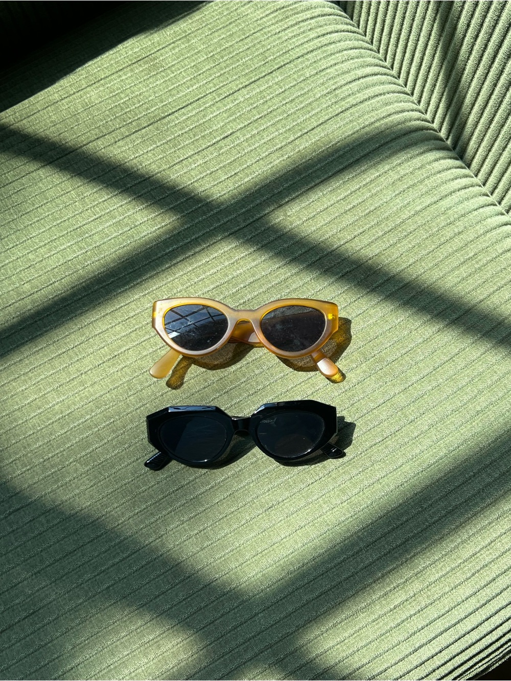 Yellow Cat-Eye Sunglasses + Black Retro Oval Sunglasses